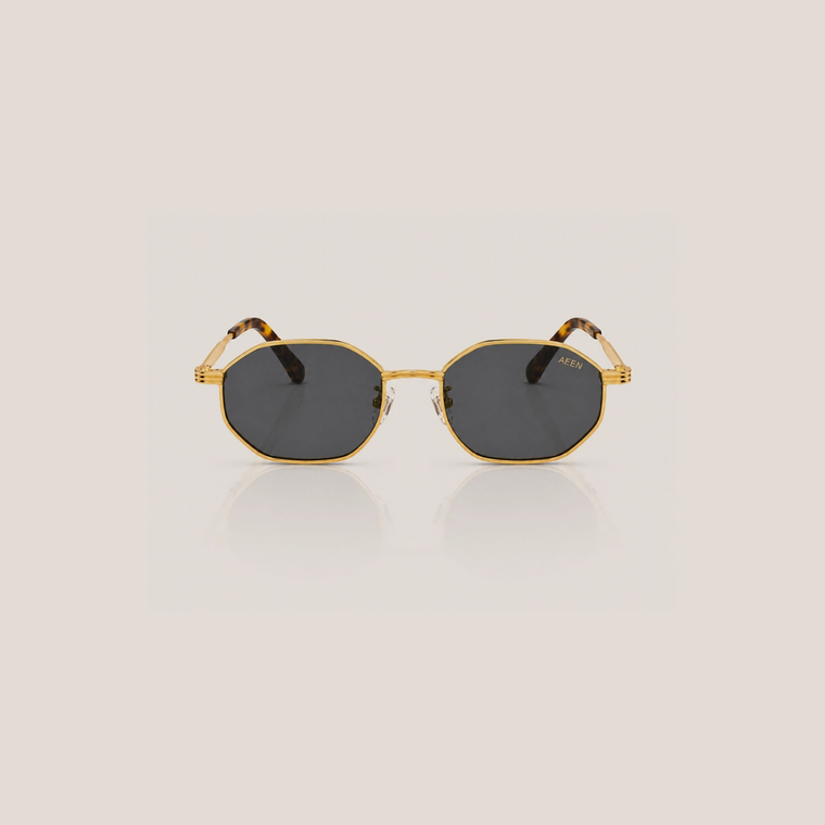 Smoke Black | Front-facing studio product shot of Aeen sunglasses featuring dark smoke black lenses and sleek frames
