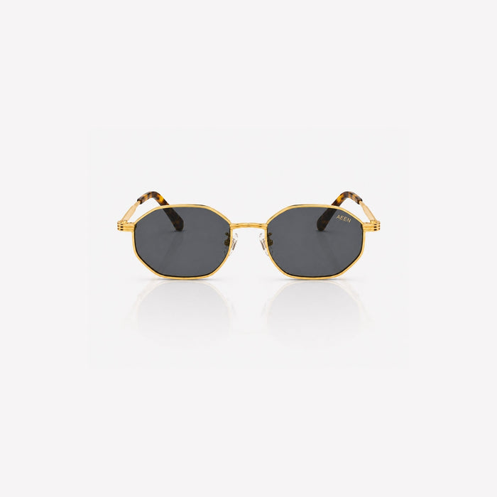 Smoke Black | Front-facing studio product shot of Aeen sunglasses featuring dark smoke black lenses and sleek frames