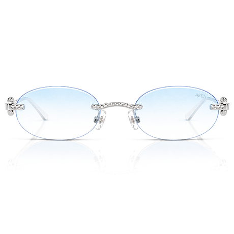 AEEN Krystal Luxury Rimless Oval Sunglasses